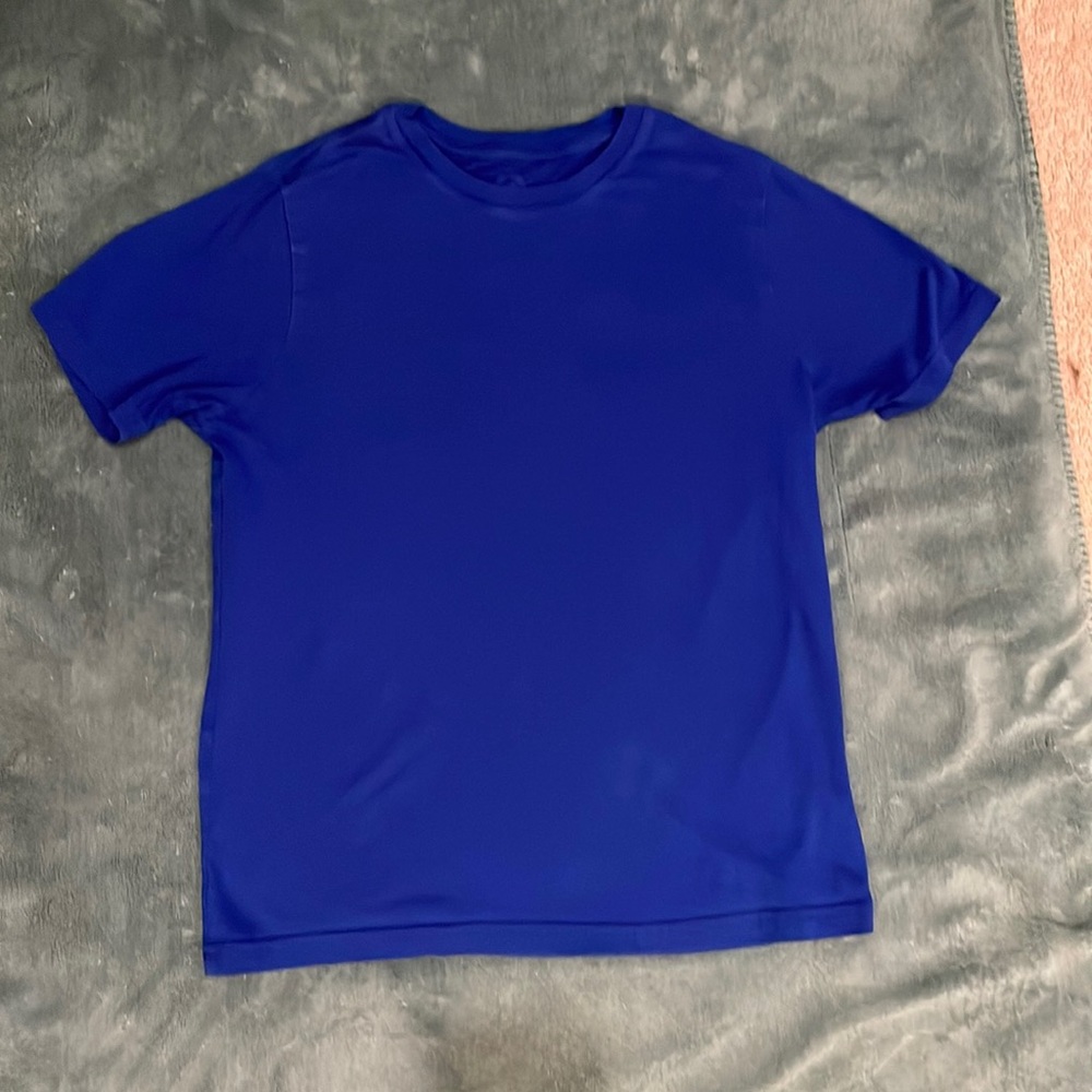 Blue Solid Cotton T-Shirt, YL (12-14) HUSKY